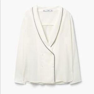 Zara Pyjama Style Black Trim Blouse